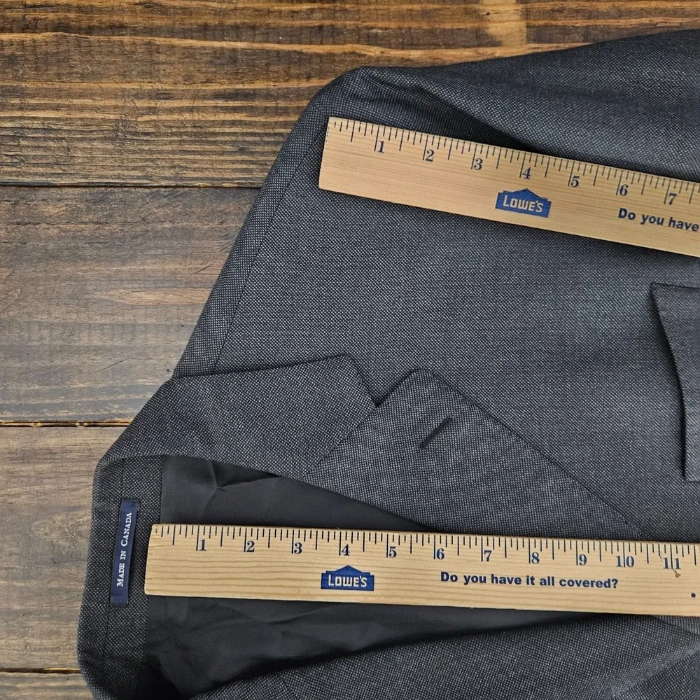 Land's End Men's Sport Coat Blazer Three Button Gray Birds Eye Wool Size 46R